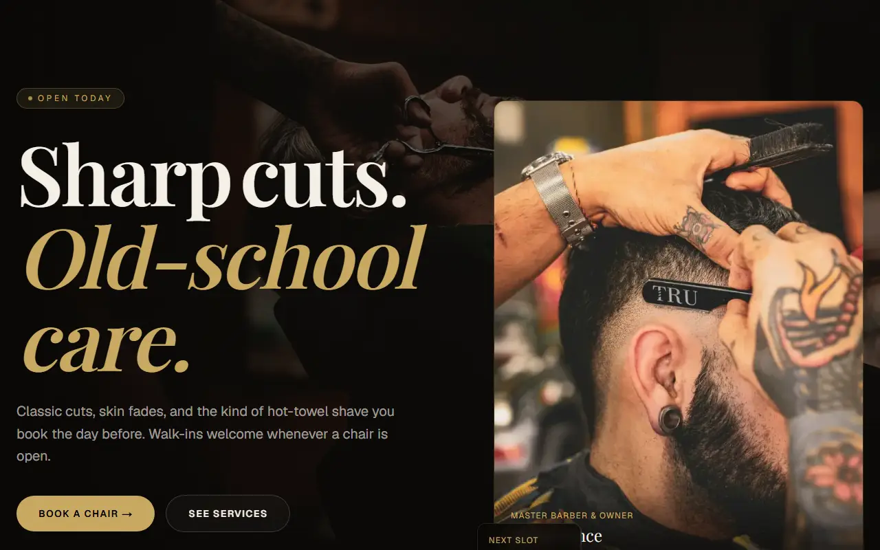 Barber: demo homepage preview