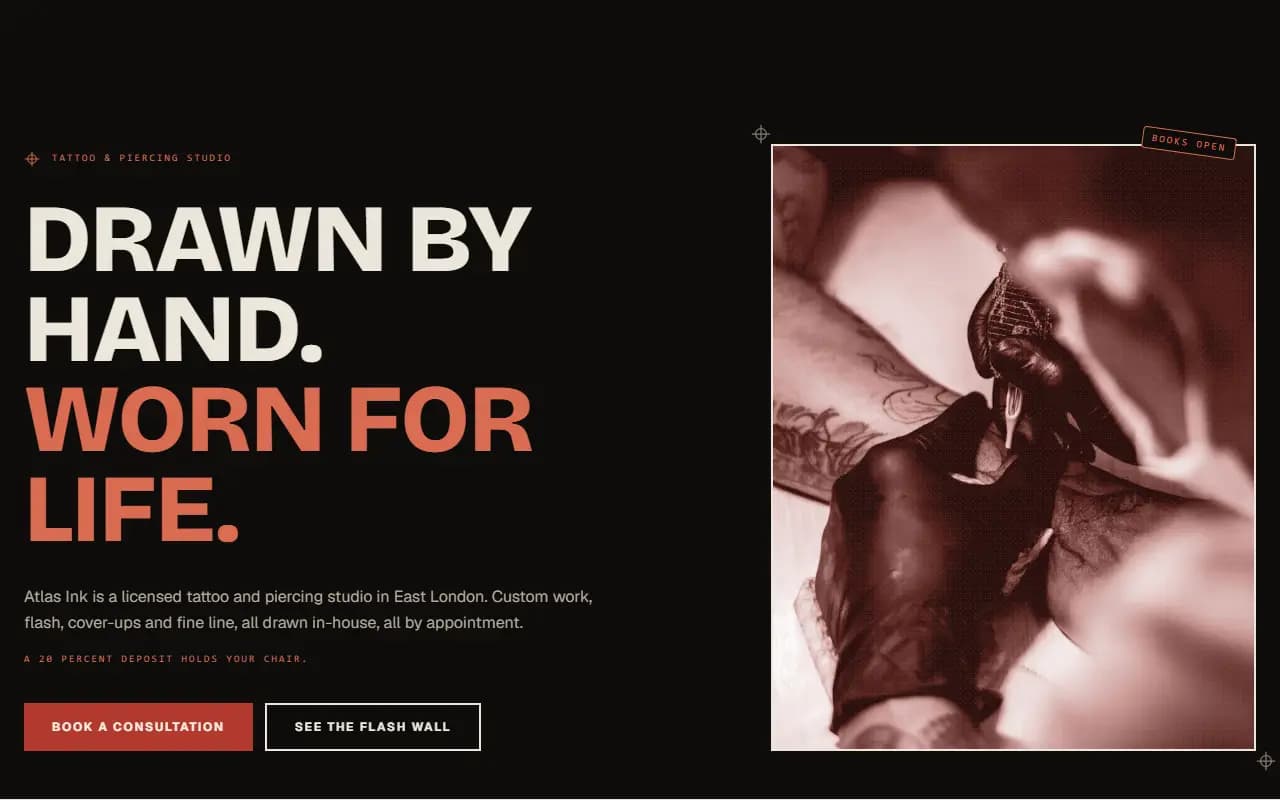 Tattoo Studio: demo homepage preview
